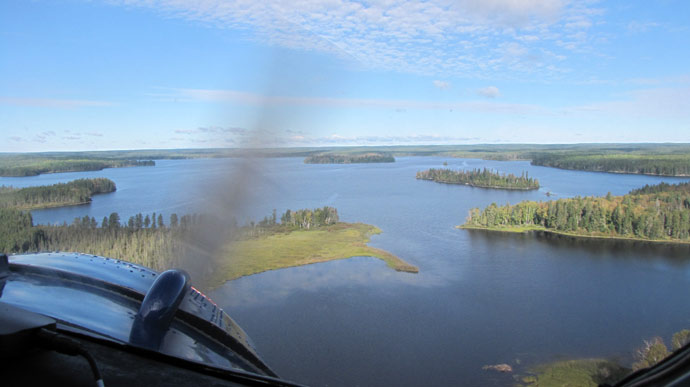 Otatakan fishing cabin lake view from air